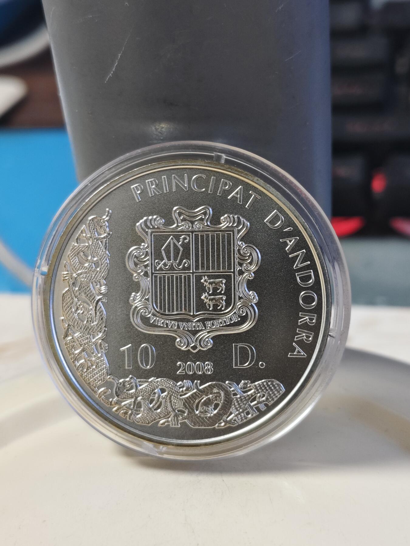 第180期拍卖【长期征集拍品】【北京币展专场】 安道尔2008年维京海盗系列10第纳尔镀金银币4枚套，925银镀金，33克*4，发行15000枚，有氧化