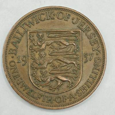 【淘币小摊】限时拍第七百八十四拍  老铜币场  满百包邮可预留两周  周一统一发货  - 泽西岛1957年1/12先令铜币