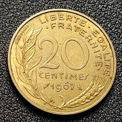 泉币菌-第121场-精品福利场 - 法国1967年20生丁铜币 玛丽安娜 入欧前末版 绝版 