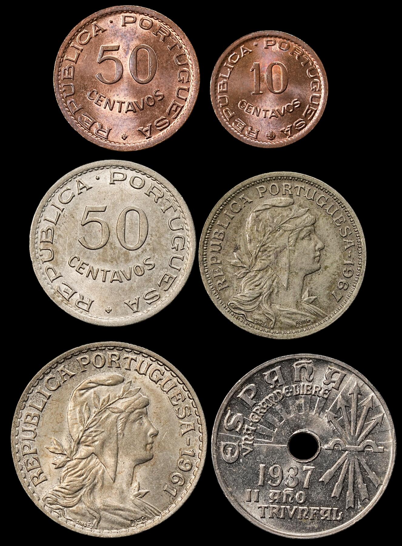 修遠堂世界钱币第九十一期 未流通 葡萄牙，葡属海外领地，西班牙钱币一组