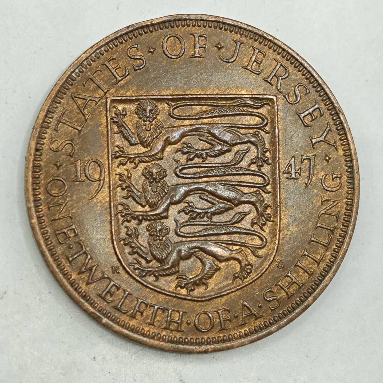 【淘币小摊】限时拍第七百八十四拍  老铜币场  满百包邮可预留两周  周一统一发货  泽西岛1947年乔治六世1/12先令铜币