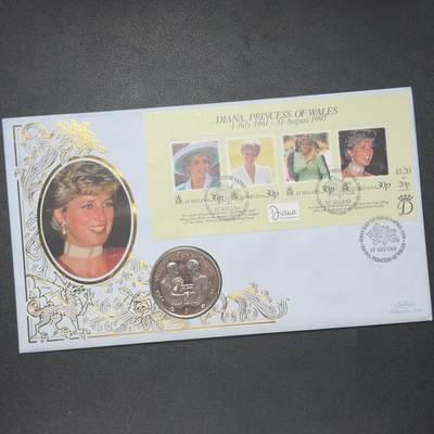 ＜小葵钱铺＞第64期·克朗币·套币·银币场·满200包邮，不寄存·3号发货 - 〈邮币封〉塞拉利昂1997年戴安娜王妃·抗击艾滋病运动1元克朗型纪念币
