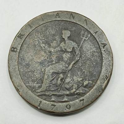 【淘币小摊】限时拍第七百八十四拍  老铜币场  满百包邮可预留两周  周一统一发货  - 英国1797年乔治三世一便士车轮铜币