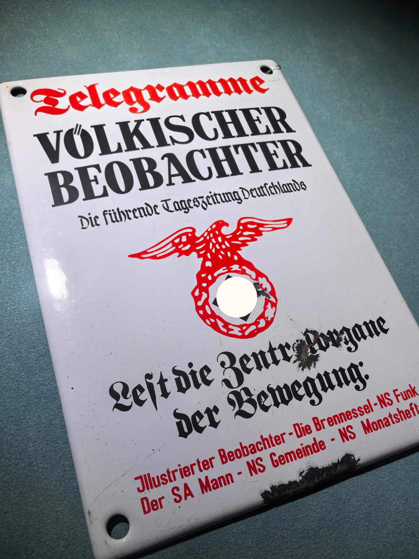 盛世勋华——号角文化勋章邮票专场拍卖第286期 德国（1939）普鲁士民事登记处大尺寸搪瓷门牌 长35厘米宽30厘米 极为少见