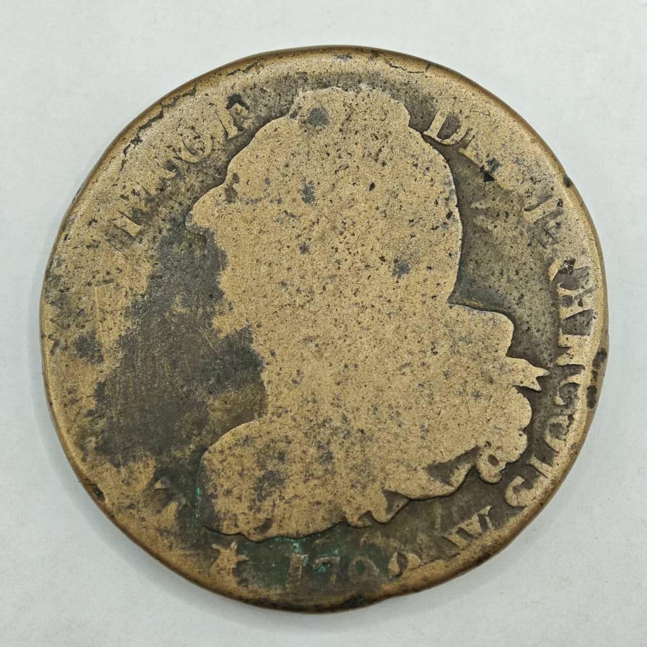 【淘币小摊】限时拍第七百八十四拍  老铜币场  满百包邮可预留两周  周一统一发货  法国1799年路易十六2S铜币