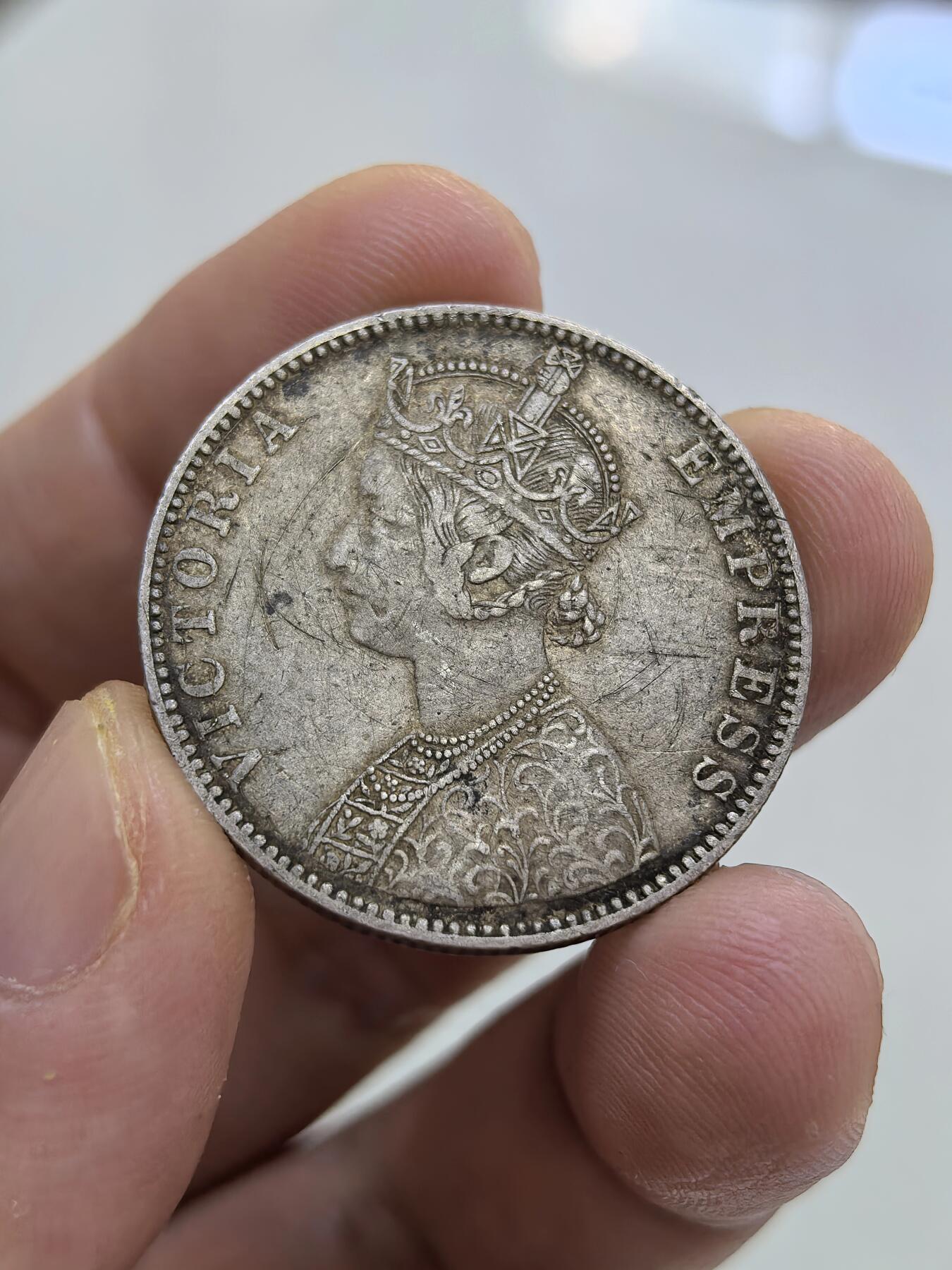 博洋堂世界钱币拍卖第144期（全场包邮） 印度1892年比卡内尔邦维多利亚1卢比银币