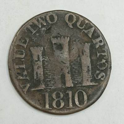 【淘币小摊】限时拍第七百八十四拍  老铜币场  满百包邮可预留两周  周一统一发货  - 直布罗陀1810年2夸脱铜币