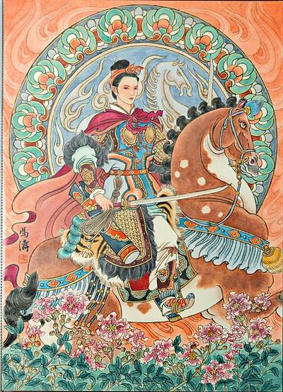 白泽拍卖卡牌手绘专场第27期 - 2025 冯涛手绘画 马-扈三娘 尺寸：30cm*41.5cm  冯涛亲签