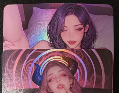 花开卡拍第45期（11月2号周日截拍，品控勿拍!!!拍品不寄存，运费5元，自制卡难免瑕疵，可能存在轻微撞角爆边等出厂瑕疵，品控介意勿拍！） - 大雷风华 紫色诱惑双杀版 艺术版 彩闪2张