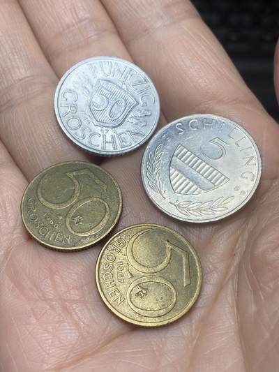 2025年第一百二十场(总第一百四十六场）外国好品散币(免佣金) - 奥地利🇦🇹4枚：1960年1967年50格罗申，1947年50格罗申，1986年5先令