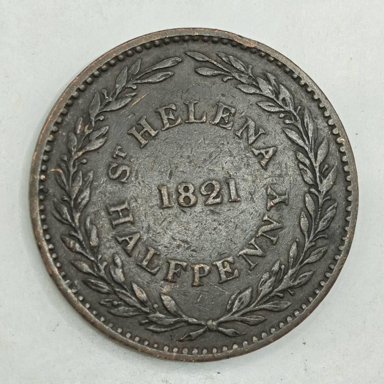 【淘币小摊】限时拍第七百八十四拍  老铜币场  满百包邮可预留两周  周一统一发货  圣赫勒拿1821年半便士铜币
