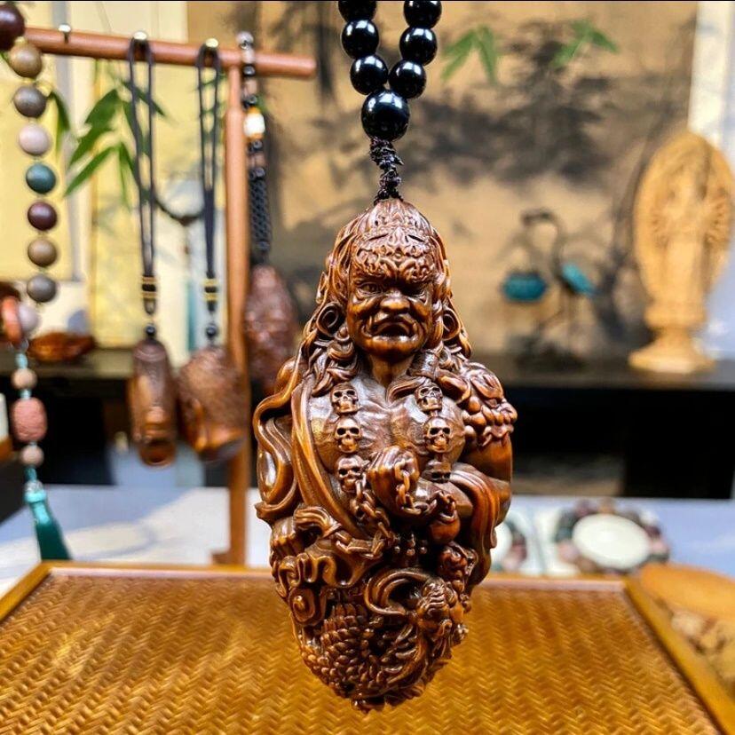 听雨轩（14）木雕 旧藏黄杨木雕刻不动明王手把件