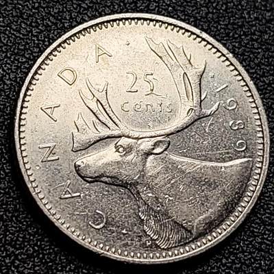 泉币菌-第122场-精品福利场 - 高币值 加拿大1989年1/4加拿大元 伊丽莎白二世 驯鹿 24mm 