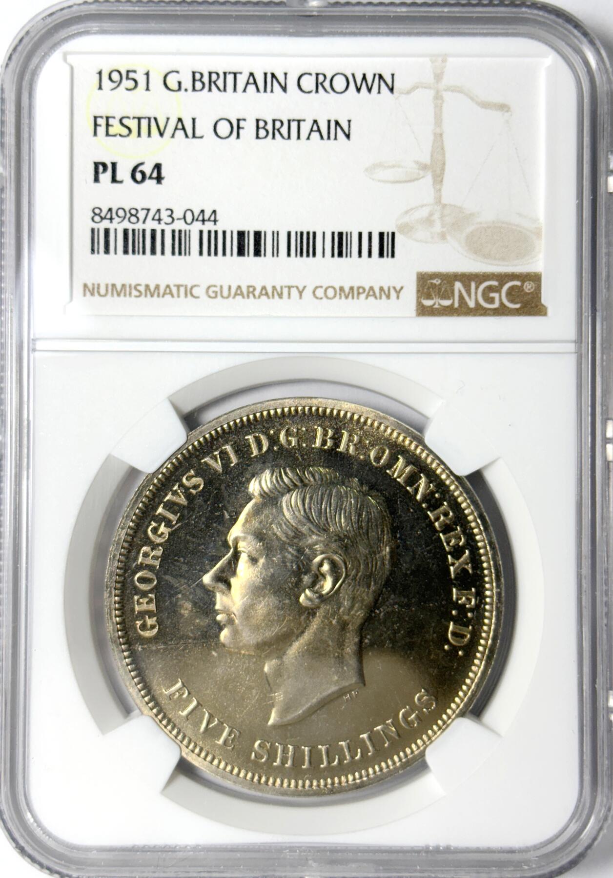 【雨安】【世界币章112-113期】周五/周六 两场连拍 2025-11-01 周六 19:30 保真 8秒倒数自动落锤 高效拍卖 [评级欧洲] Great Britain 英国 1克朗 1951年 乔治六世 NGC-PL64