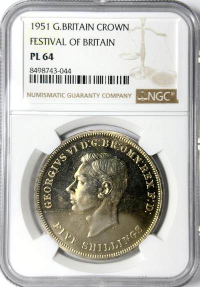 【雨安】【世界币章112-113期】周五/周六 两场连拍 2025-11-01 周六 19:30 保真 8秒倒数自动落锤 高效拍卖 - [评级欧洲] Great Britain 英国 1克朗 1951年 乔治六世 NGC-PL64