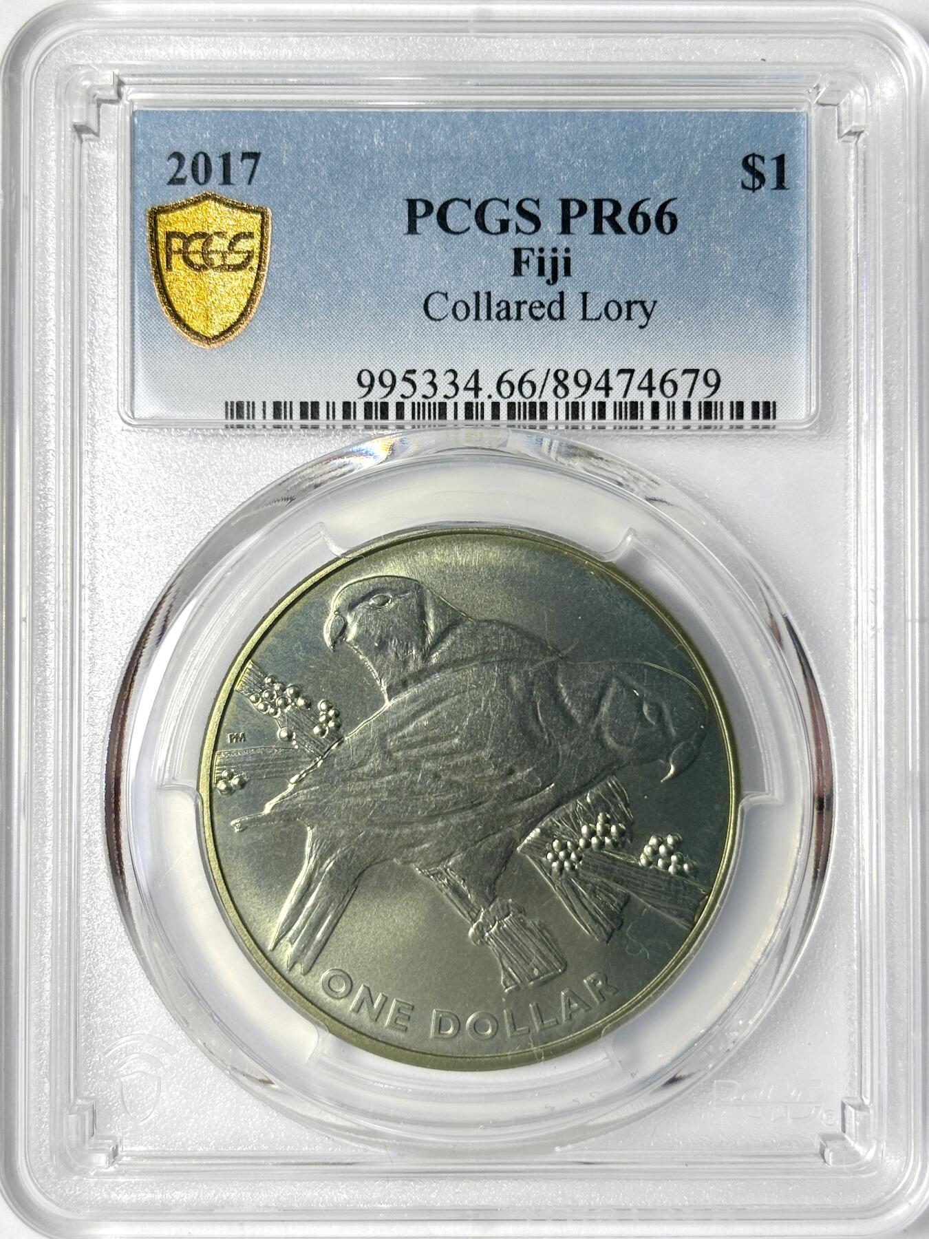 【雨安】【世界币章112-113期】周五/周六 两场连拍 2025-11-01 周六 19:30 保真 8秒倒数自动落锤 高效拍卖 [评级现代] Fiji 斐济 1元 2017年 绿领鹦鹉 PCGS-PR66