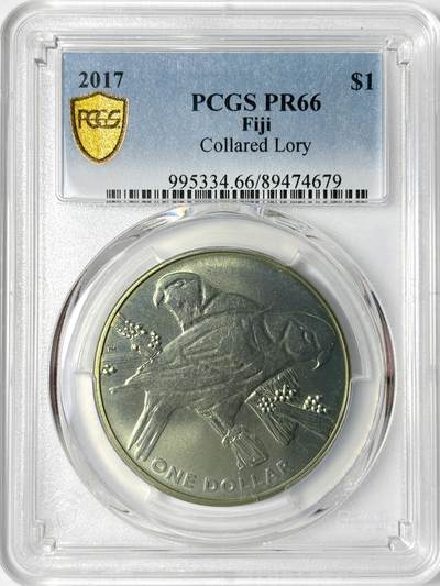 【雨安】【世界币章112-113期】周五/周六 两场连拍 2025-11-01 周六 19:30 保真 8秒倒数自动落锤 高效拍卖 - [评级现代] Fiji 斐济 1元 2017年 绿领鹦鹉 PCGS-PR66