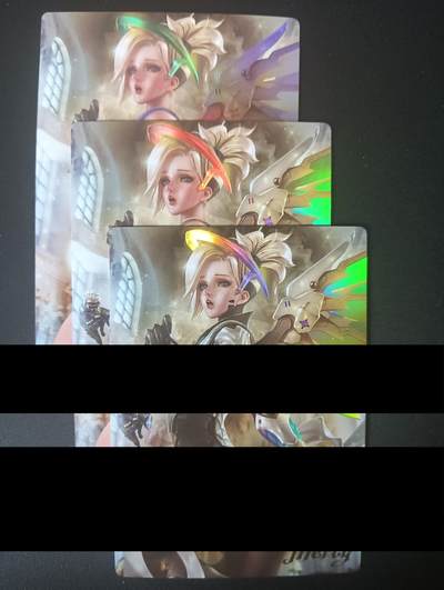 花开卡拍第45期（11月2号周日截拍，品控勿拍!!!拍品不寄存，运费5元，自制卡难免瑕疵，可能存在轻微撞角爆边等出厂瑕疵，品控介意勿拍！） - 卡颜月色小人三渐变 第三张艺术 安吉拉彩闪3张