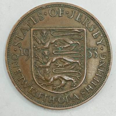 【淘币小摊】限时拍第七百八十四拍  老铜币场  满百包邮可预留两周  周一统一发货  - 泽西岛1933年乔治五世1/12先令铜币