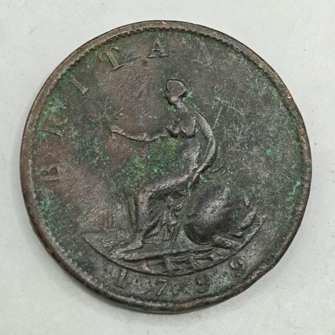 【淘币小摊】限时拍第七百八十四拍  老铜币场  满百包邮可预留两周  周一统一发货  英国1799年乔治三世半便士铜币