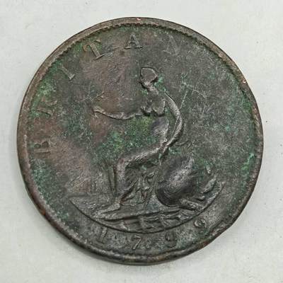 【淘币小摊】限时拍第七百八十四拍  老铜币场  满百包邮可预留两周  周一统一发货  - 英国1799年乔治三世半便士铜币