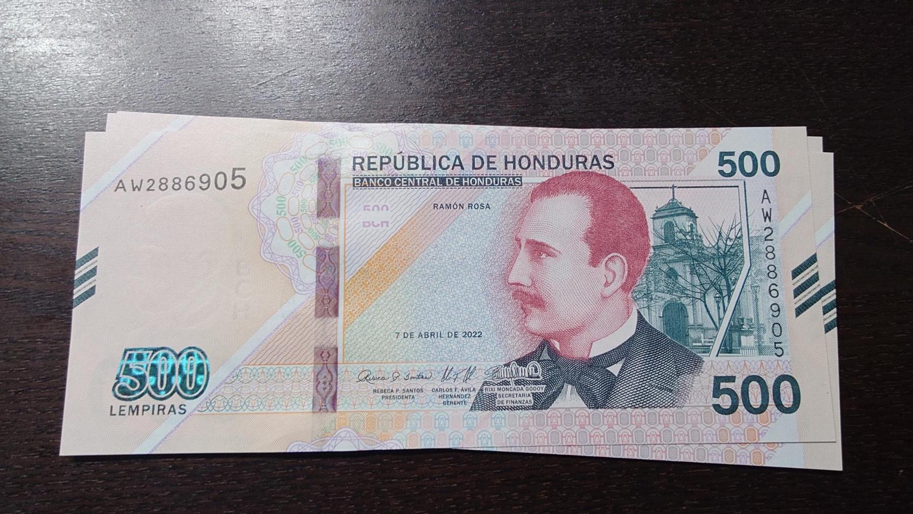 世界钱币～微拍第212期暨2025年第52期  部分库存清仓选号 2022年洪都拉斯500伦皮拉 全新绝品无47尾号905