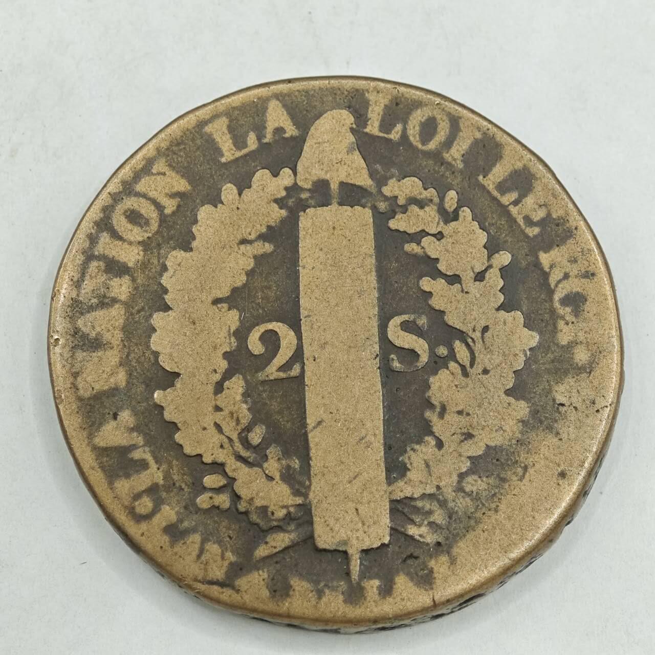 【淘币小摊】限时拍第七百八十四拍  老铜币场  满百包邮可预留两周  周一统一发货  法国1798年路易十六2S铜币