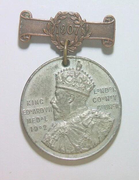 英国1907年 爱德华七世高浮雕精制大合金章 带铭牌 40MM