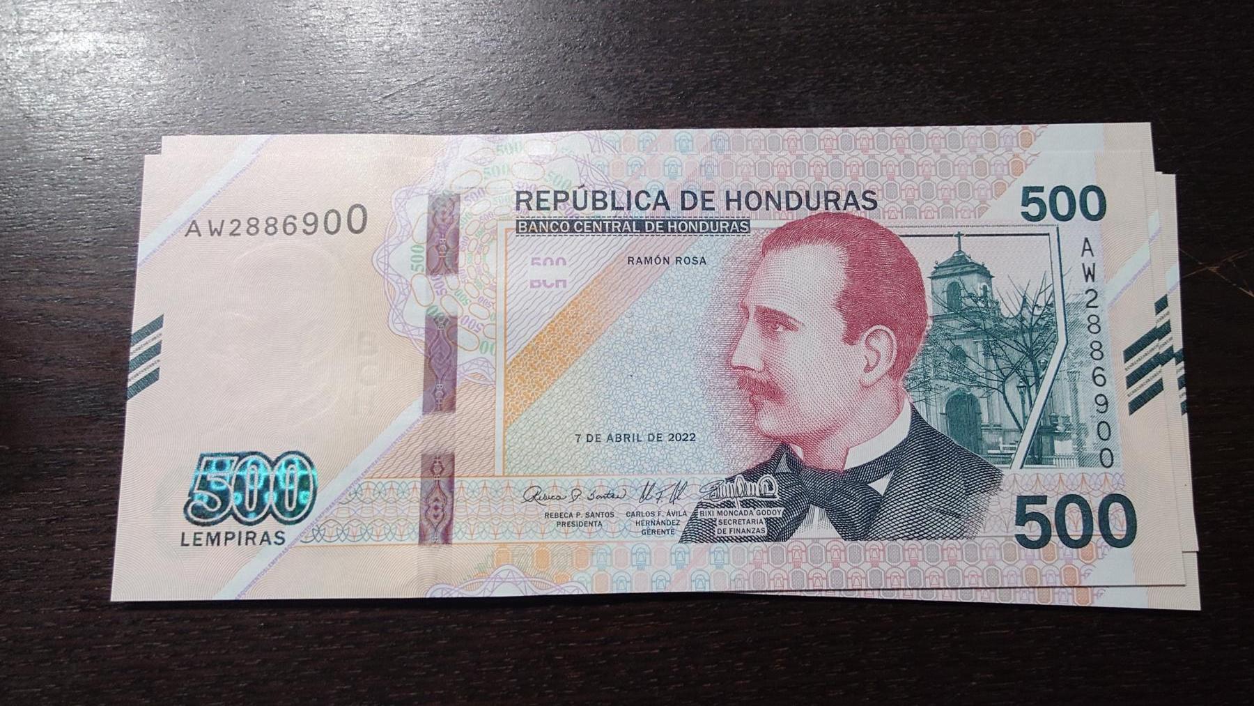 世界钱币～微拍第212期暨2025年第52期  部分库存清仓选号 2022年洪都拉斯500伦皮拉 全新绝品无47尾号900