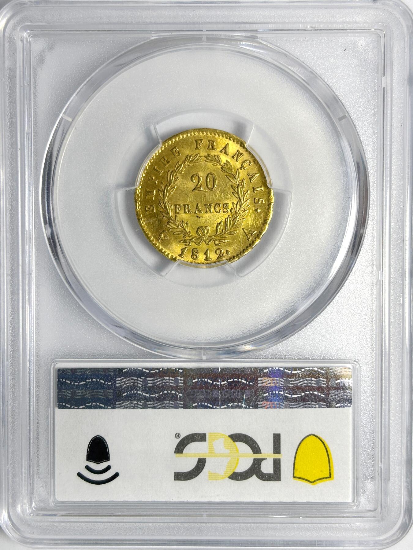【雨安】【世界币章112-113期】周五/周六 两场连拍 2025-11-01 周六 19:30 保真 8秒倒数自动落锤 高效拍卖 [金币] France 法国 拿破仑一世 20法郎 1812年 PCGS-MS63