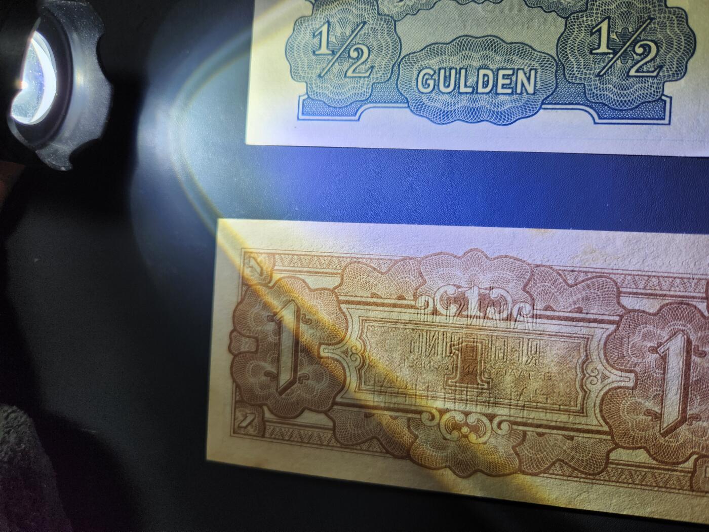 11月1号晚上8点 外国纸币自动截拍第50场 日占荷属东印度1/2，1，5，10盾 新品一套 个别黄