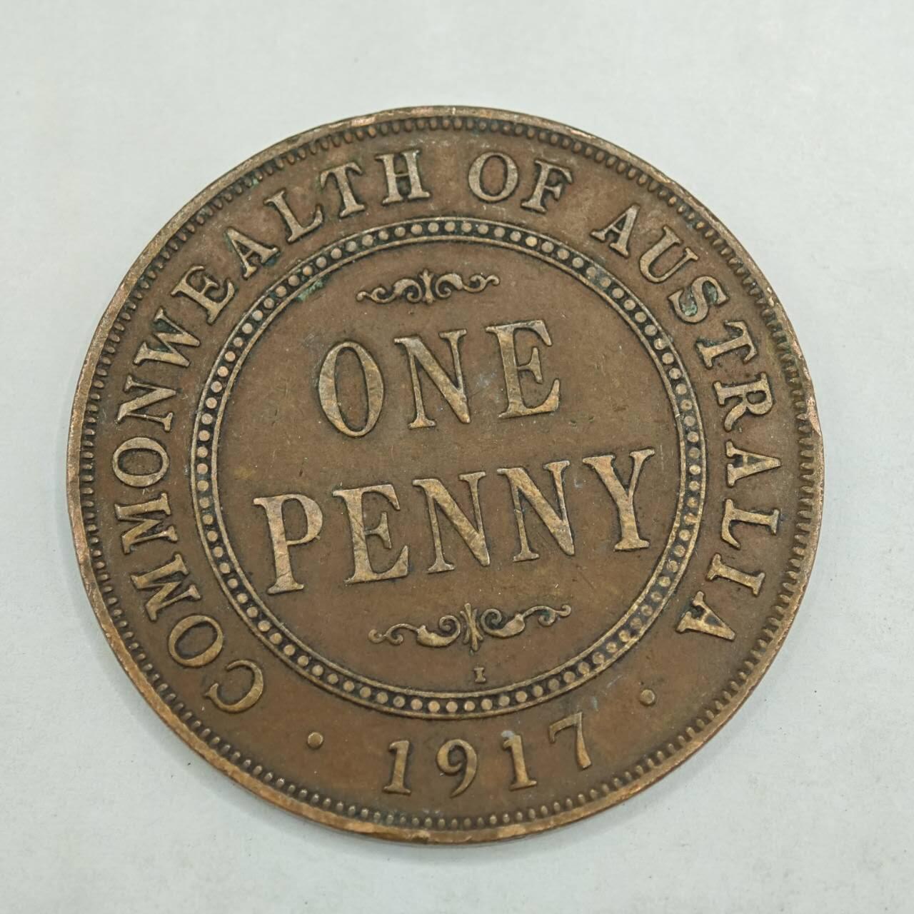 【淘币小摊】限时拍第七百八十四拍  老铜币场  满百包邮可预留两周  周一统一发货  澳大利亚1917年乔治五世一便士铜币