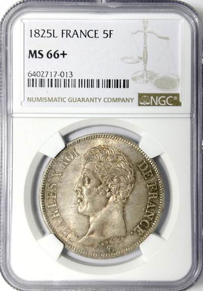 【雨安】【世界币章112-113期】周五/周六 两场连拍 2025-11-01 周六 19:30 保真 8秒倒数自动落锤 高效拍卖 - [评级法国] France 法国 5法郎 KM#0720 (1824-1826) 查理十世 NGC-MS66+