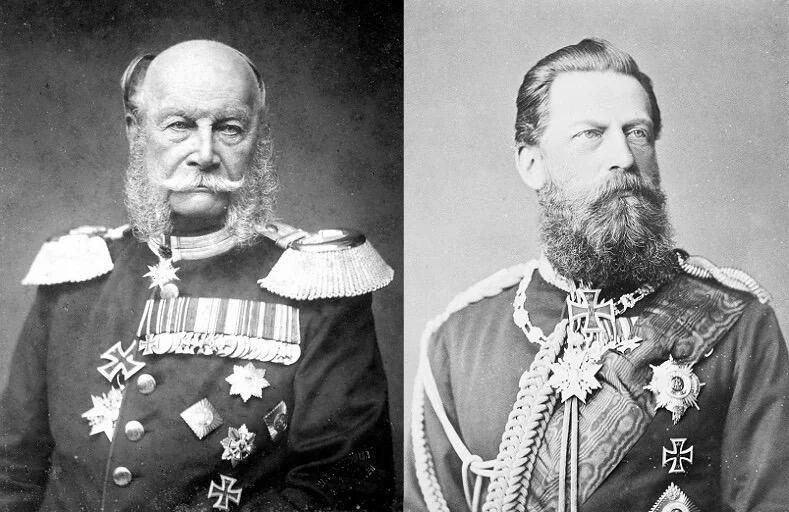 德国普鲁士1882年 三皇+威廉皇储高浮雕精制铜章 30MM 威廉一世 腓特烈三世（威廉一世儿子） 威廉二世（腓特烈三世儿子） 威廉皇储（威廉二世儿子）