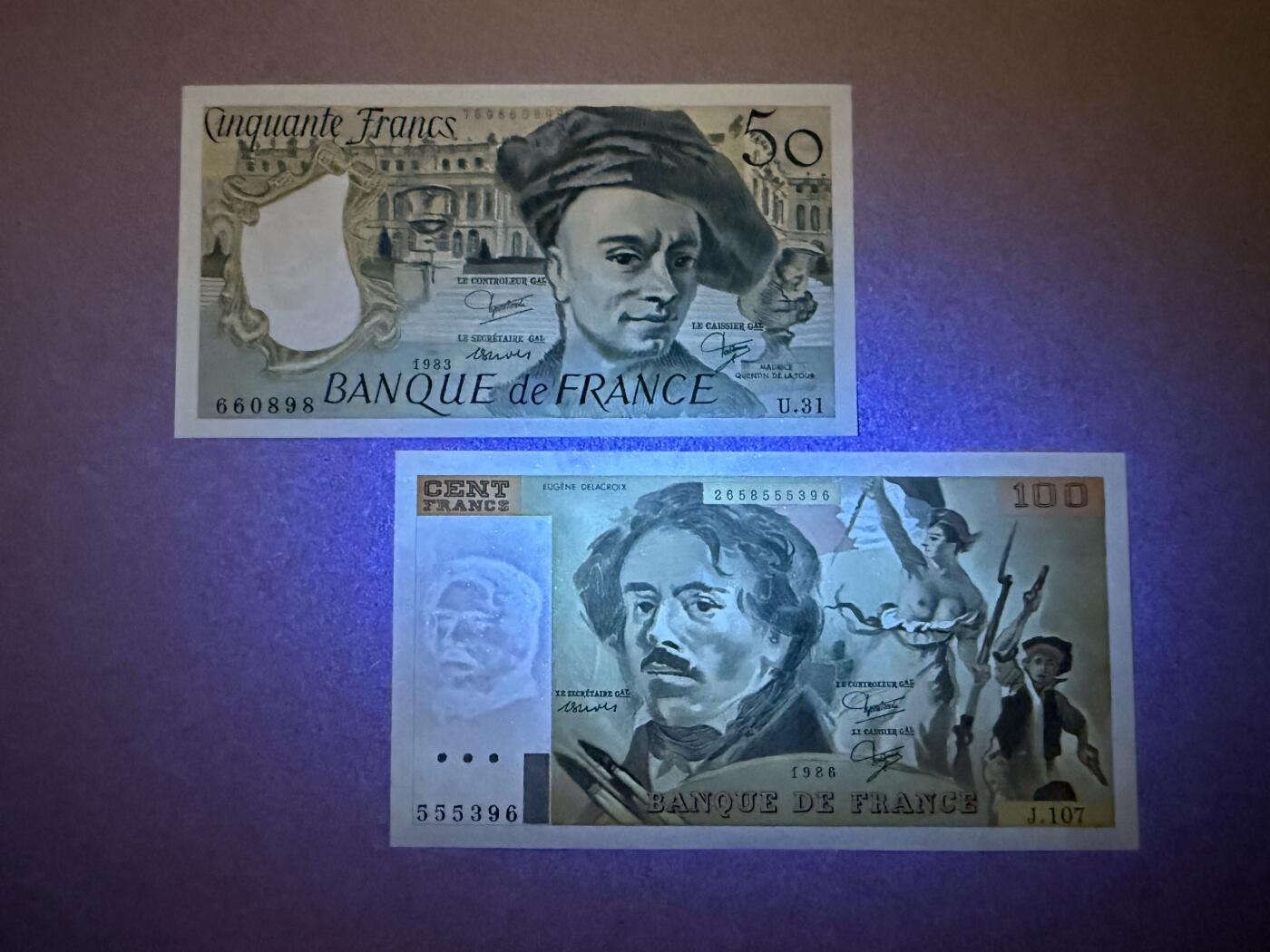 《艾美收藏》第218期-11.2周日外币荟萃 法国50、100法郎2张 UNC 1986年 全程无4