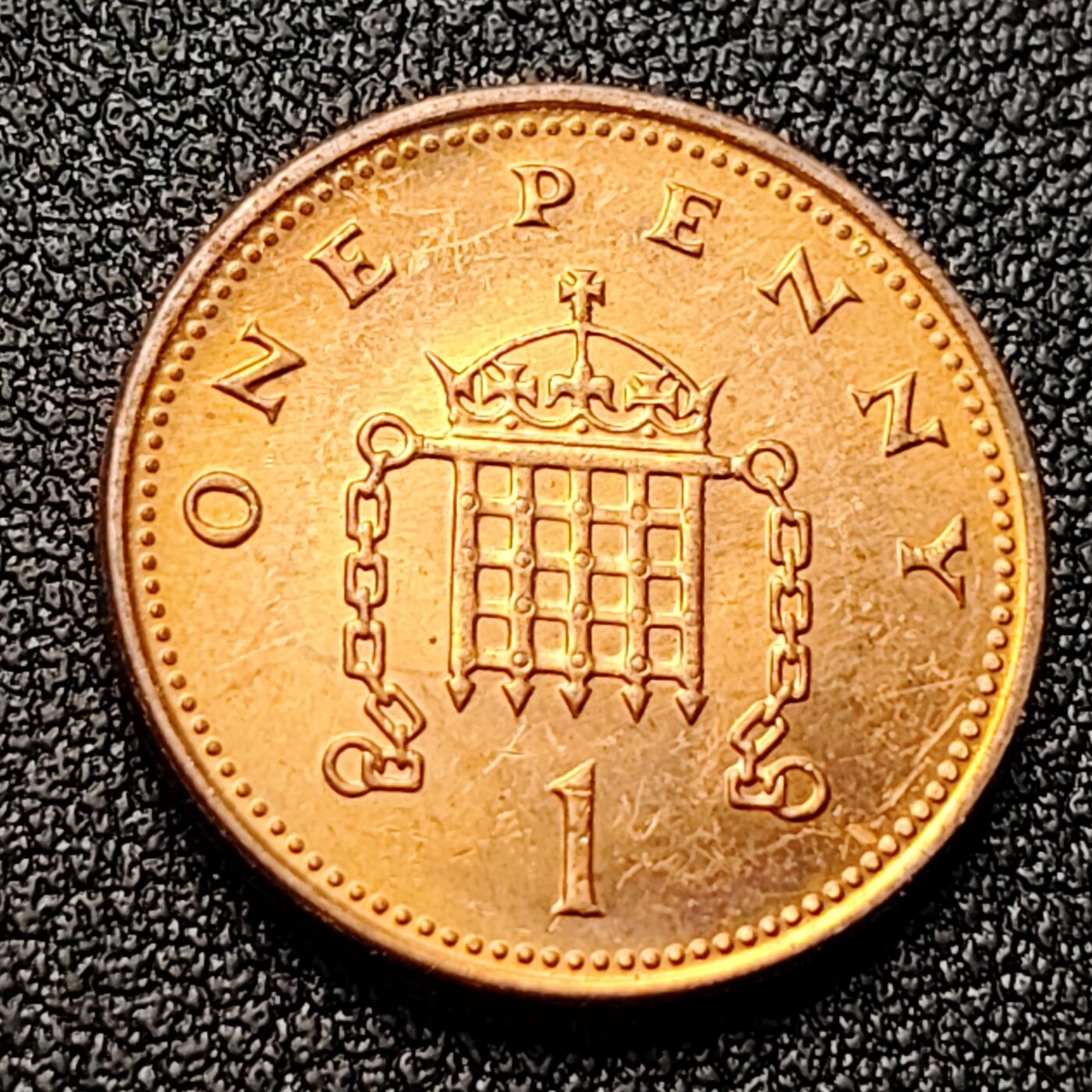 泉币菌-第121场-精品福利场 铜光美品 英国1便士紫铜币 威斯敏斯特宫徽章 20.3mm