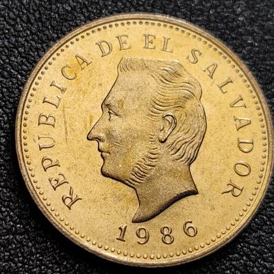 泉币菌-第123场-精品福利场(115场之后的本周末发货，感谢理解) - 原光极美 萨尔瓦多1986年5分铜镍币，民族英雄弗朗西斯科·莫拉桑，23mm，