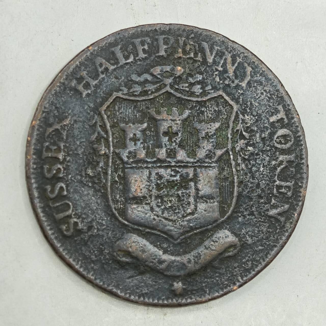 【淘币小摊】限时拍第七百八十四拍  老铜币场  满百包邮可预留两周  周一统一发货  英国1794年半便士铜币代币