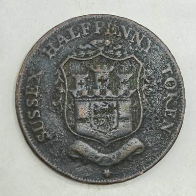 【淘币小摊】限时拍第七百八十四拍  老铜币场  满百包邮可预留两周  周一统一发货  - 英国1794年半便士铜币代币