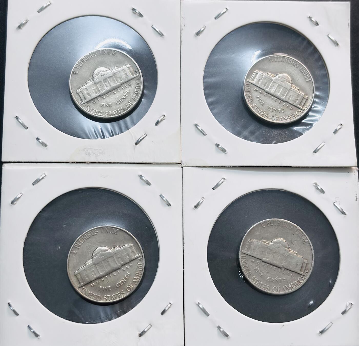 文馨钱币收藏第 278 场，银元，纸币，铜章场 长期接收代拍品 好品 1964 年美国杰斐逊 5 美分，3 枚 D 厂，1 枚无厂标，第八版首发年