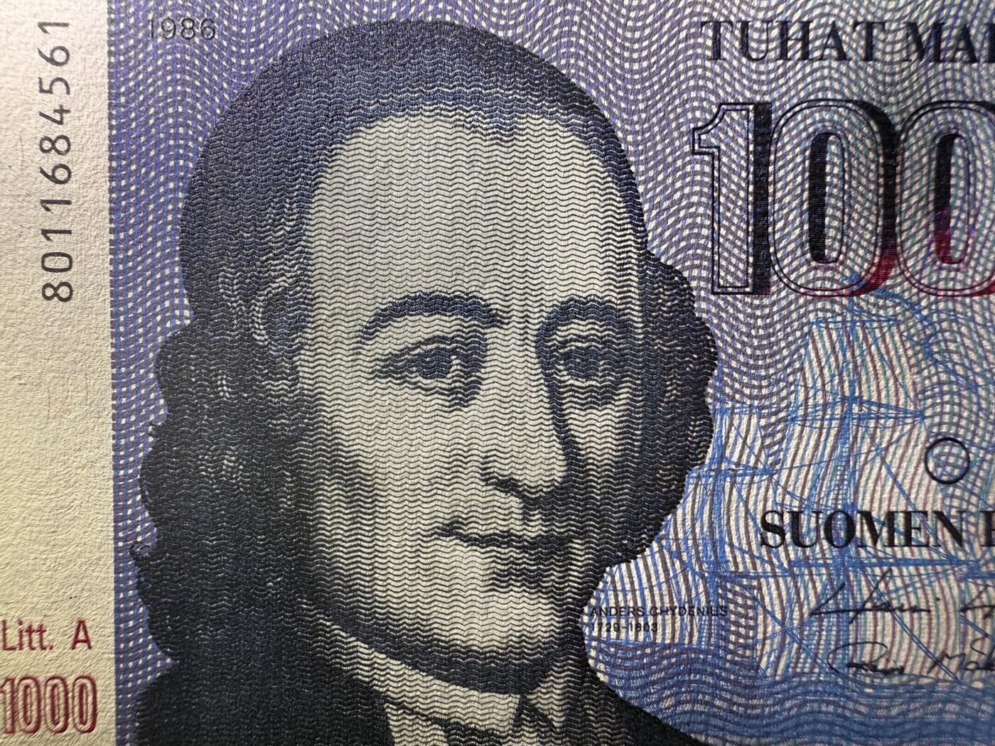 《艾美收藏》第218期-11.2周日外币荟萃 芬兰1000马克 UNC 末版 芬兰议员屈德纽斯 原票好品 仅一个角轻微荧光