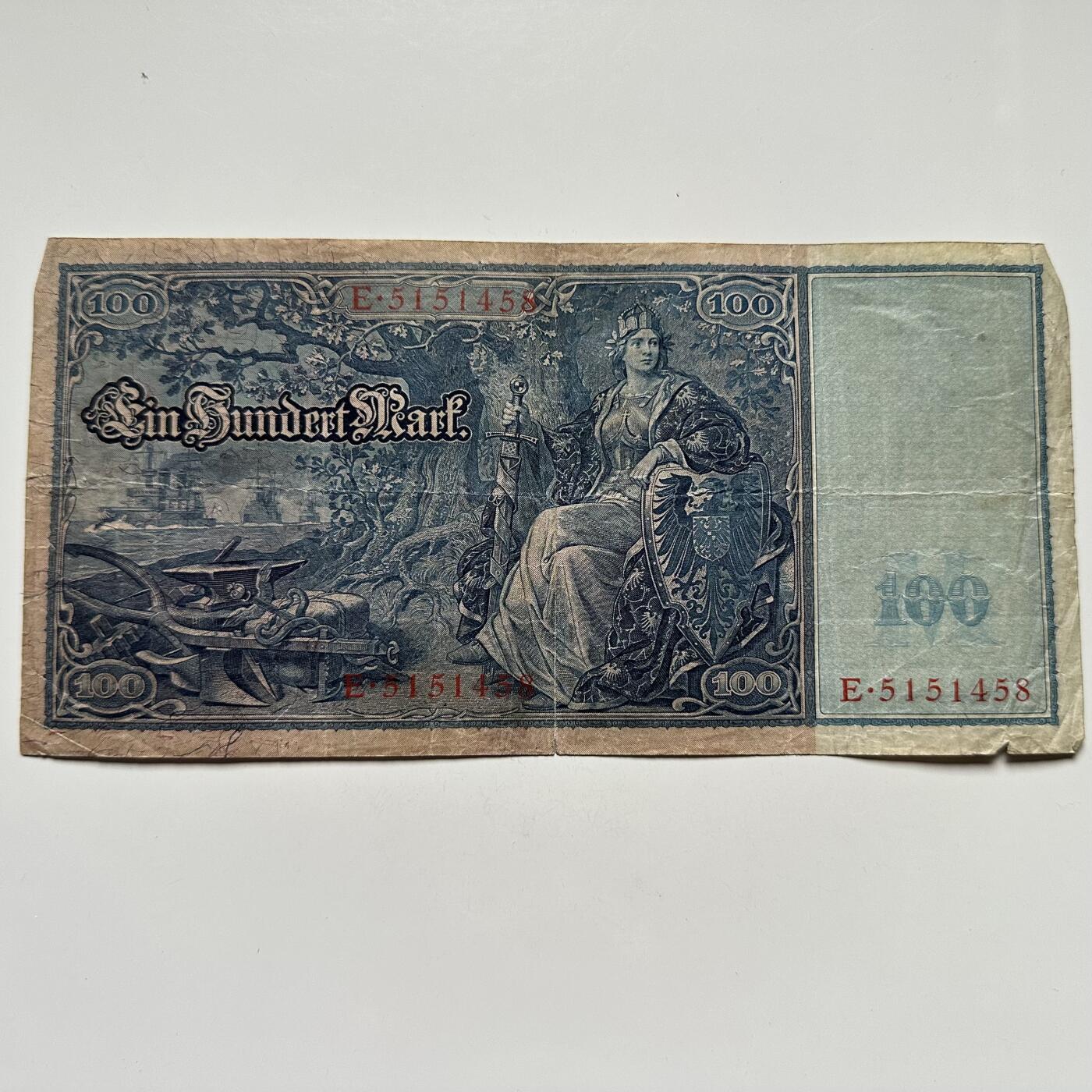 🌹外币初藏🌹🐯2025年第122场  每周二四六晚8️⃣点 接代拍 德国1910年100马克 大票幅 c