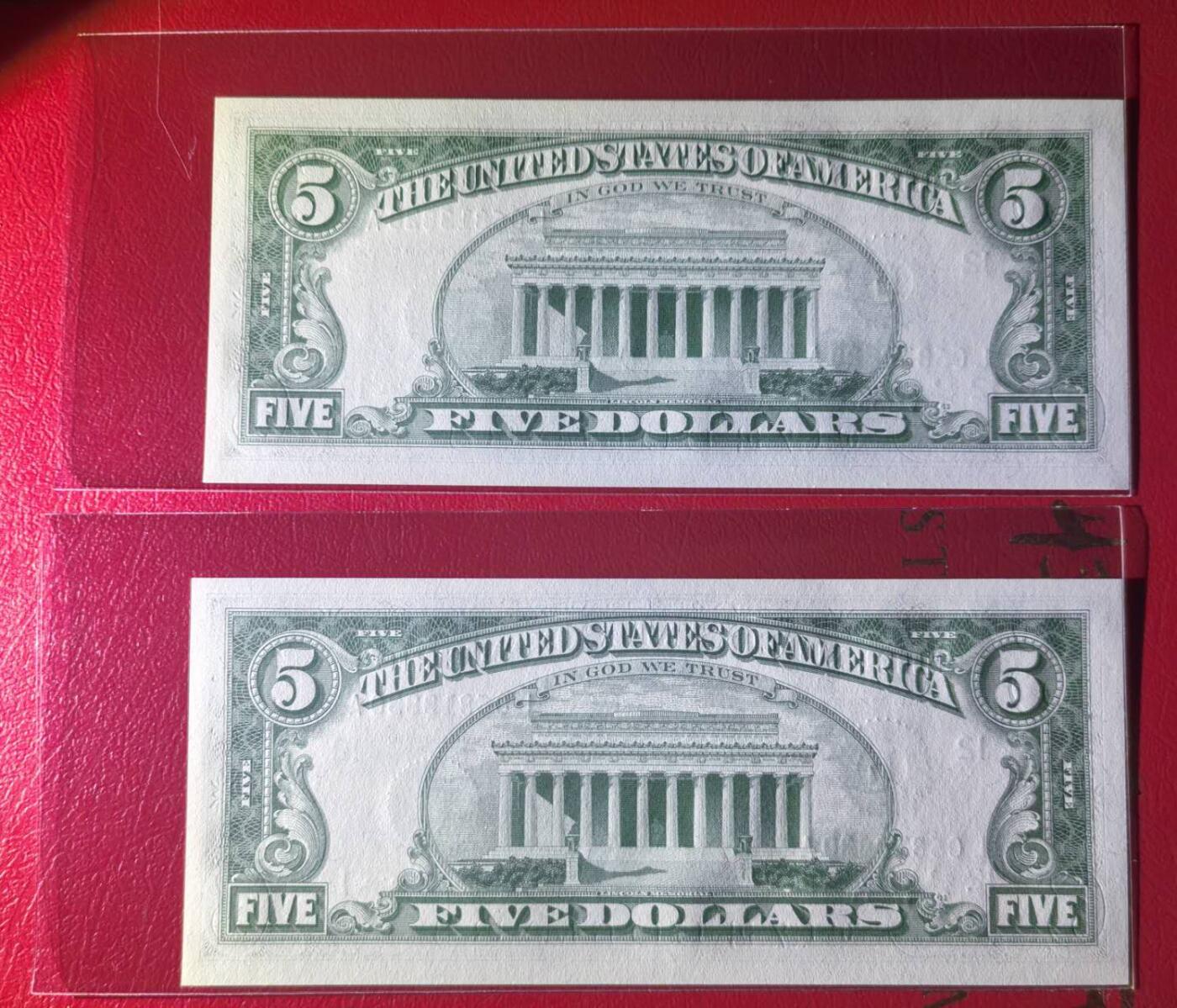 Unc 美国纸币 1963年 5美元纸币 