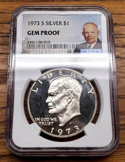 凡希社世界钱币微拍第三百十三期 - 1973美国艾森豪威尔纪念Dollar大银NGC-GEM PRROF