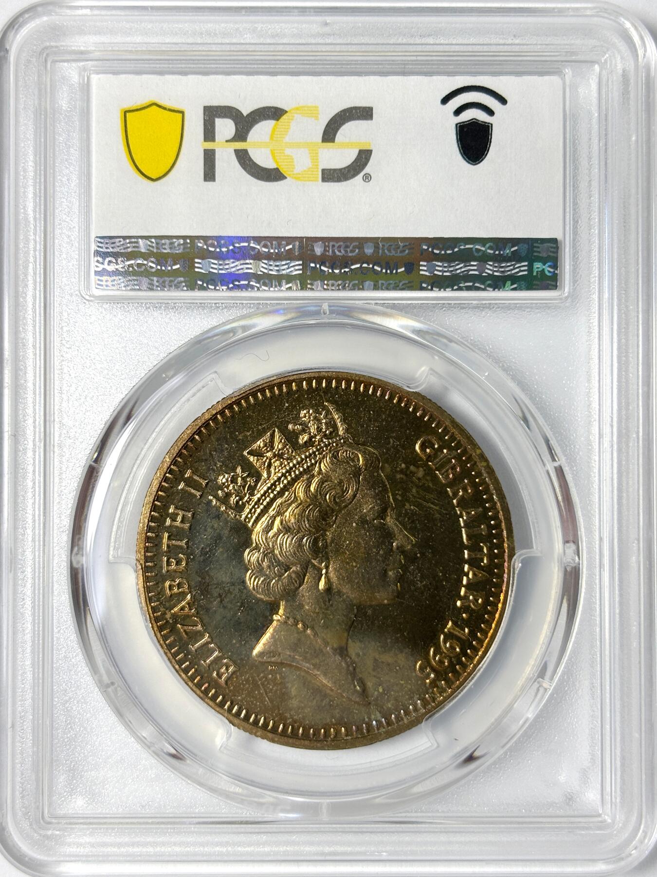 【雨安】【世界币章112-113期】周五/周六 两场连拍 2025-11-01 周六 19:30 保真 8秒倒数自动落锤 高效拍卖 [评级现代] Gibraltar 直布罗陀 5镑 1995年 VJ Day PCGS-MS64