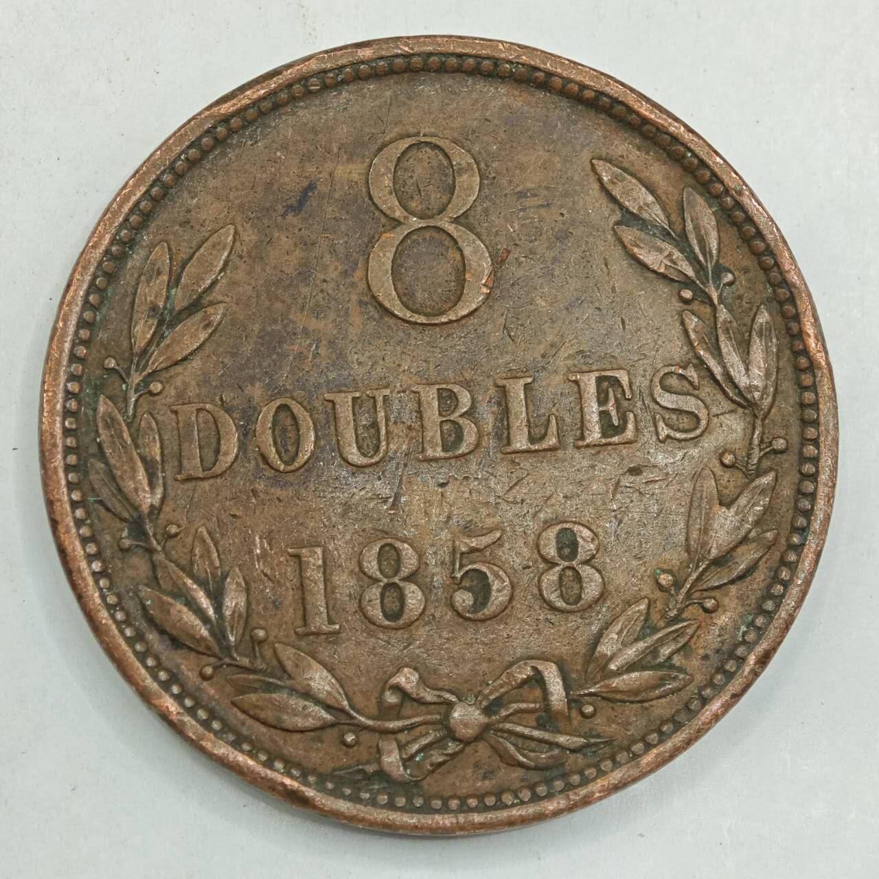 【淘币小摊】限时拍第七百八十四拍  老铜币场  满百包邮可预留两周  周一统一发货  根西岛1858年8道布铜币