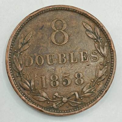 【淘币小摊】限时拍第七百八十四拍  老铜币场  满百包邮可预留两周  周一统一发货  - 根西岛1858年8道布铜币