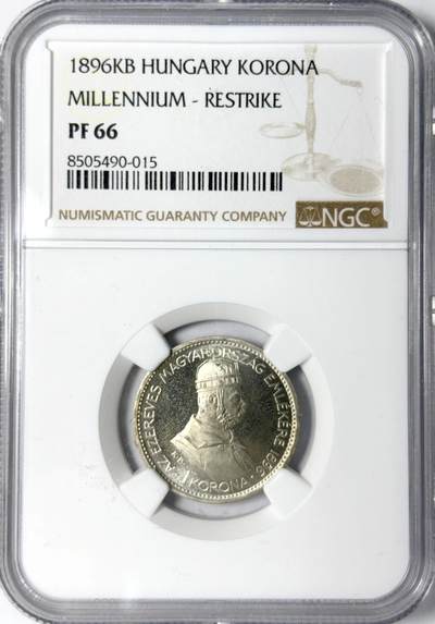 【雨安】【世界币章112-113期】周五/周六 两场连拍 2025-11-01 周六 19:30 保真 8秒倒数自动落锤 高效拍卖 - [评级欧洲] Hungary 匈牙利 1克朗 1896年 NGC-PF66