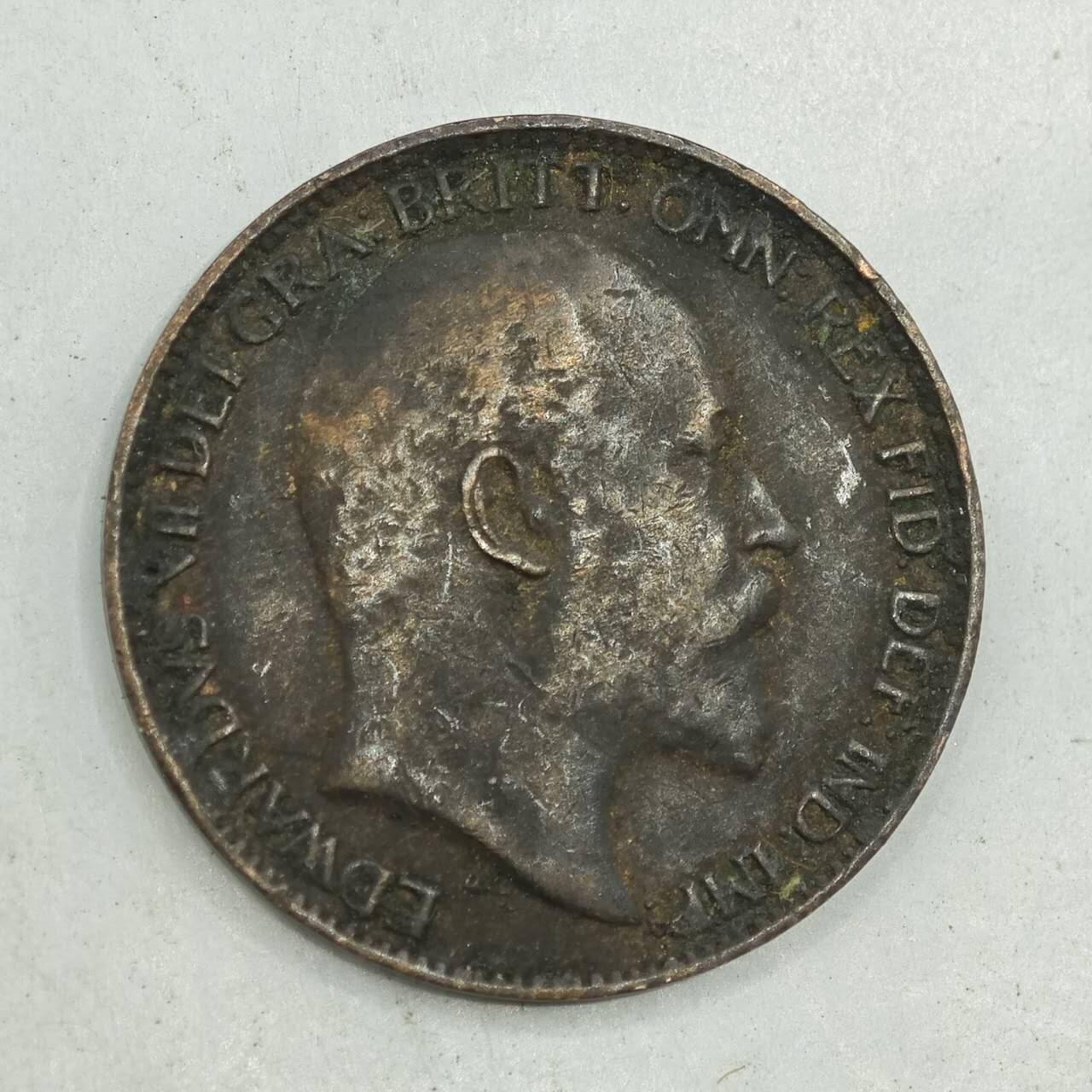 【淘币小摊】限时拍第七百八十四拍  老铜币场  满百包邮可预留两周  周一统一发货  英国1903年爱德华七世法新铜币