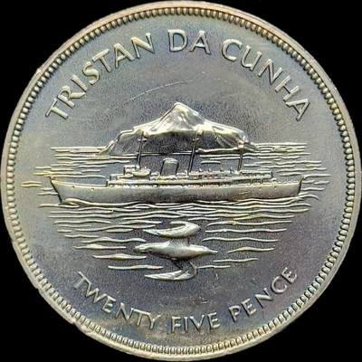 ＜小葵钱铺＞第64期·克朗币·套币·银币场·满200包邮，不寄存·3号发货 - 特里斯坦·达库尼亚群岛1977年女王登基25周年25便士克朗型纪念币